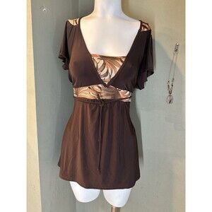 Vintage 90s Y2K Chocolate Brown Fit And Flare Skater Dress Mini USA 2XL/L